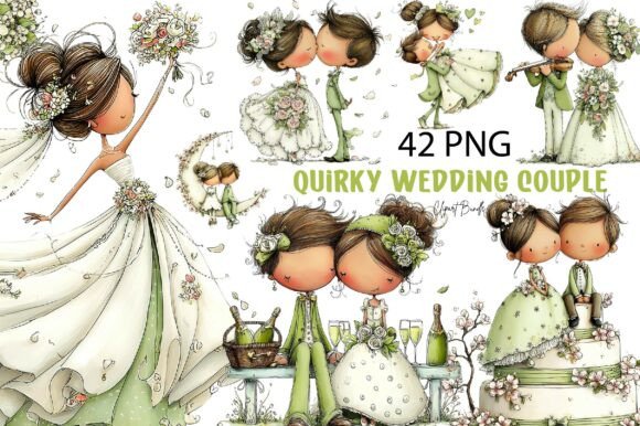 Download Quirky Wedding Couple PNG Bundle - Premium Resources