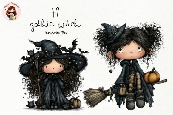 Download Cute Gothic Witch PNG Clipart - Gothic Collection