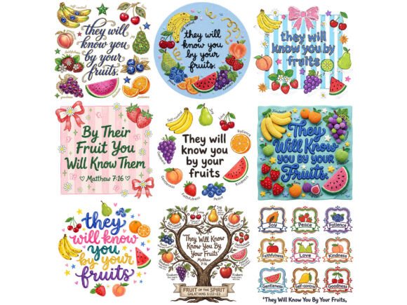 Download Faith Fruits Bible Tshirt Design Bundle - Fruit Collection