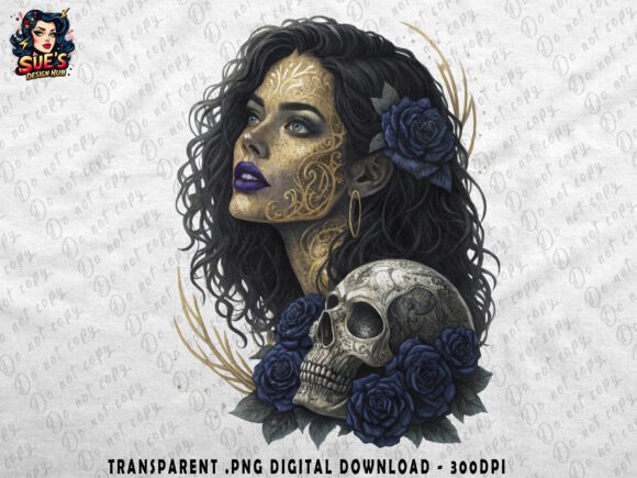 Download Gilded Gothic Beauty with Skull &amp; Roses - Gothic Collection